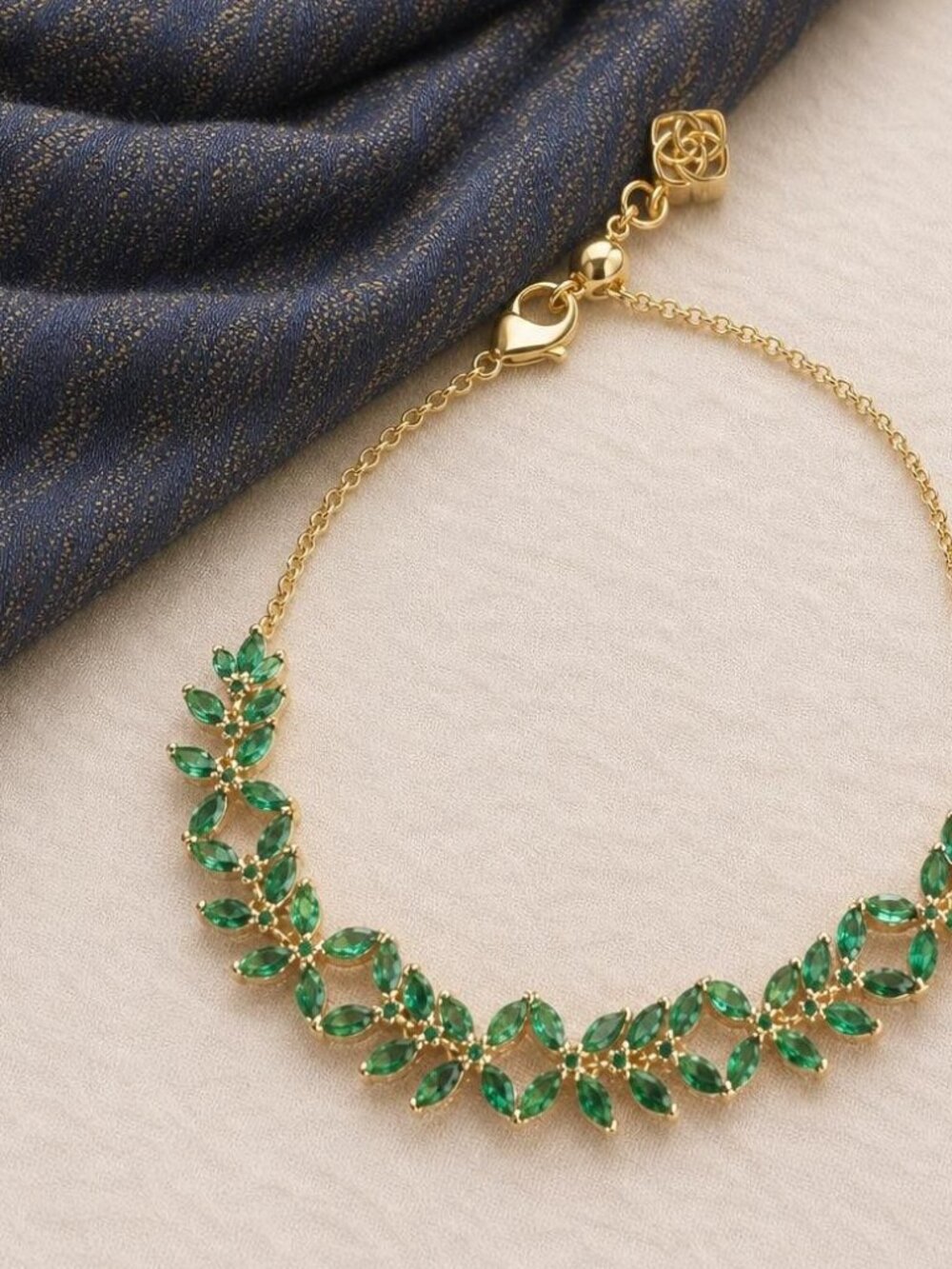 Kendra Scott Rosalie Gold Green Crystal Tennis Bracelet